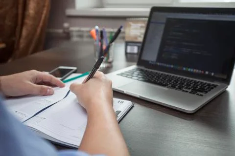 Working process of the freelancer Stock Photos