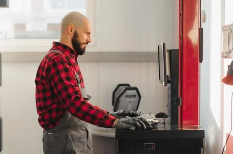 Working process of a full system diagnostic scanner that can quickly test e.. Stock Photos