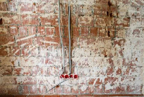 Working process to groove or wall chasing for electrical, internet cables and Stock Photos