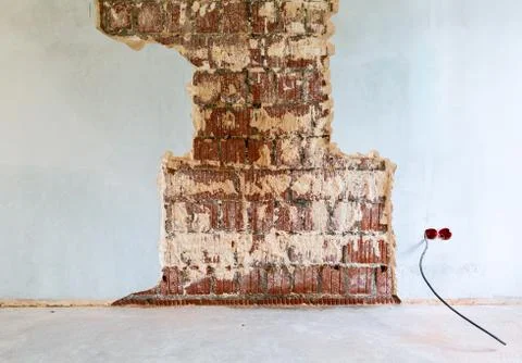 Working process to groove or wall chasing for electrical, internet cables and Stock Photos