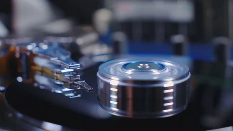 Working process of hard disc drive. HDD data storage. Stock Footage 80287596