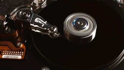 Working process of hard disk drive. Computer hdd. Zoom shot. Stock Footage 80115257