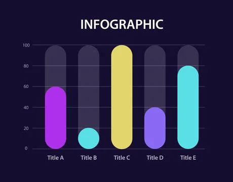 Working process information infographic chart design template for dark theme 스톡 일러스트