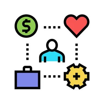 Working process, love and pay for work color icon vector illustration Stock Illustration