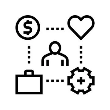 Working process, love and pay for work line icon vector illustration Stock Illustration