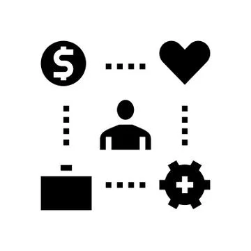 Working process, love and pay for work glyph icon vector illustration Stock Illustration