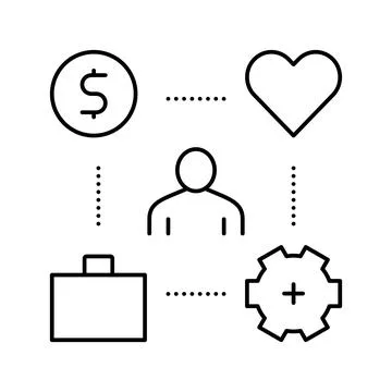 Working process, love and pay for work line icon vector illustration Stock Illustration