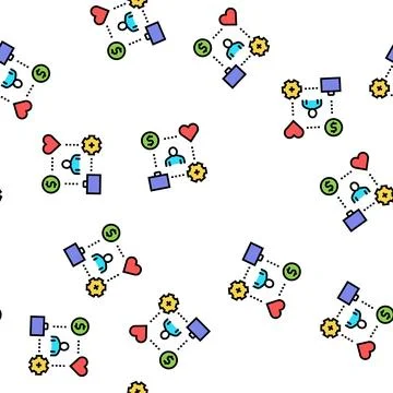 Working process, love and pay for work vector seamless pattern Illustrazione stock