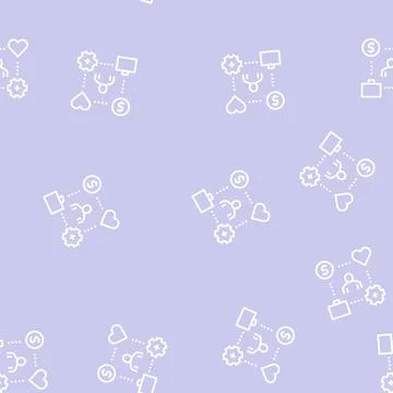 Working process, love and pay for work line seamless pattern Stock Illustration