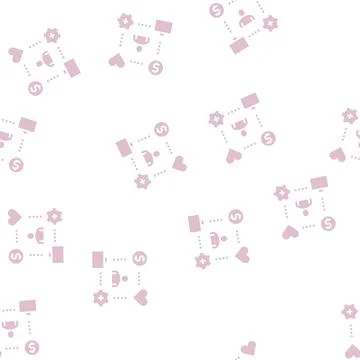 Working process, love and pay for work glyph seamless pattern Stock Illustration