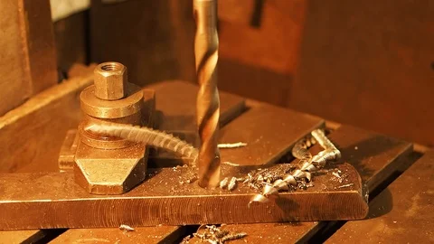 Working process at the machine at engineering plant. Stockbeeldmateriaal 96352241