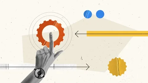 Working process. Male hand with gear symbolizing professional strategy. Stop Video stock 237008983