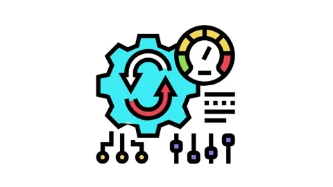 Working process optimize color icon animation Stock Footage 164055962