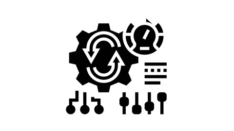 Working process optimize glyph icon animation Stock Footage 164219342