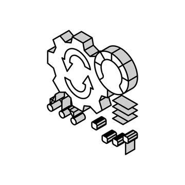 Working process optimize isometric icon vector illustration Stock Illustration