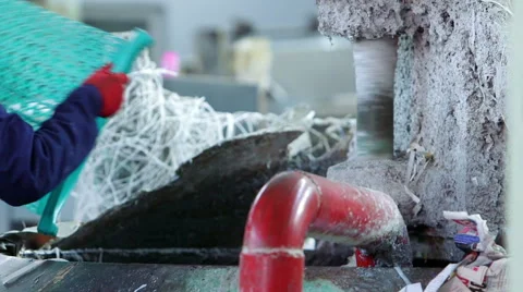Working process in paper recycling factory Stock Footage 56541626
