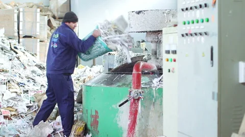 Working process in paper recycling factory Stock Footage 56541683