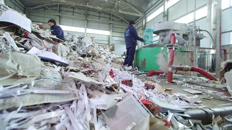 Working process in paper recycling factory Stock Footage 56541753