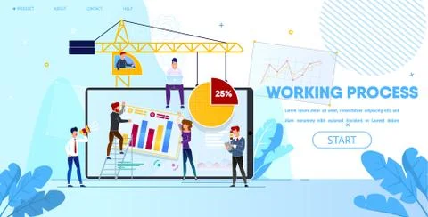 Working Process of People Making Web Page Design Illustrazione stock