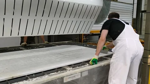 The working process of stone processing at the factory general plan Stock Footage 157755425