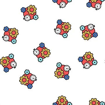 Working process time vector seamless pattern Stock Illustration