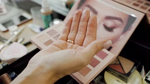 Working process, tools in beauty industry. Advertising products, cosmetics Stock Footage 150588085