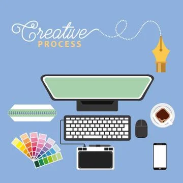 Working process tools Illustrazione stock