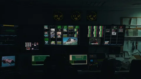 Working process in TV control room Stock Footage 112226825