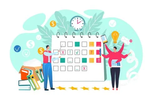 Working process vector illustration. Teamwork on new project. Coworkers Stock Illustration