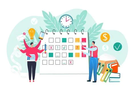 Working process vector illustration. Teamwork on new project. Coworkers Stock Illustration