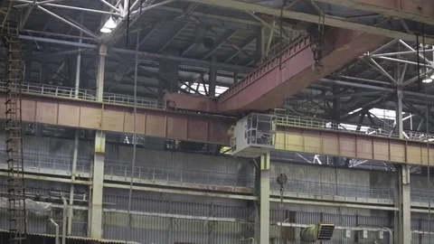 Working on the production and processing of metal in a large factory Stock Footage 73759458