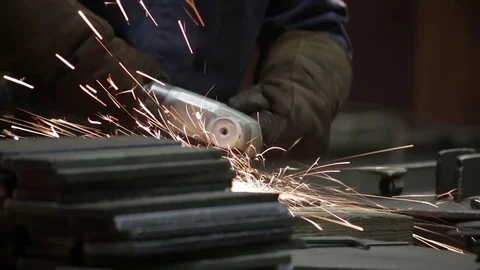 Working on the production and processing of metal in a large factory Stock Footage 73759839