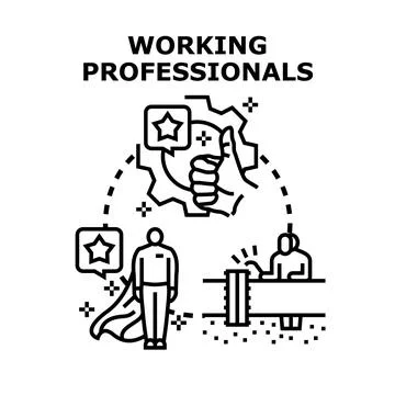 Working professionals creating quality services and achieving success Stock Illustration