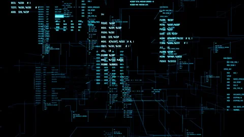 Working program code in a cyberspace. Stock Footage 91890750