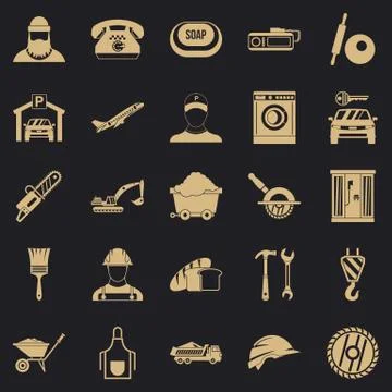 Working progress icons set, simple style 스톡 일러스트