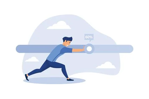 Working project progress, effort to finish work or achieve business success,  Illustrazione stock