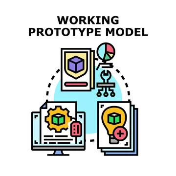 Working prototype model for product development process Stock Illustration