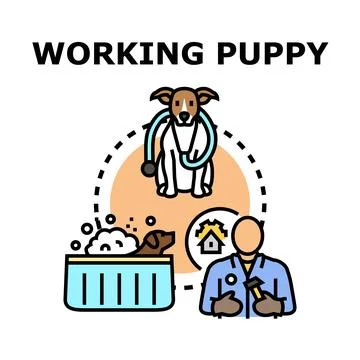 Working puppy vector character illustration concept Stock Illustration