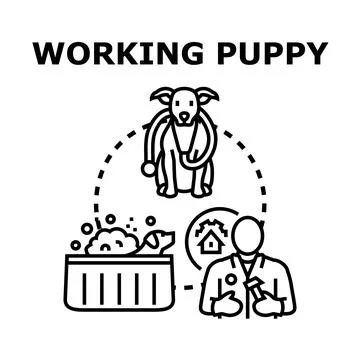 Working puppy vector character illustration concept Stock Illustration