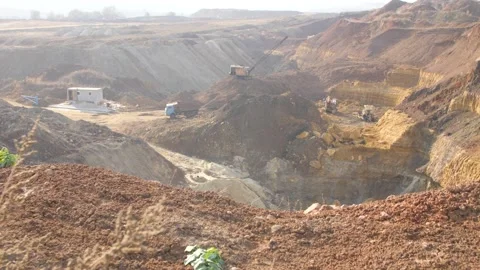 A Working Quarry for the Extraction of Minerals. Mining Equipment. Stock Footage 151386716