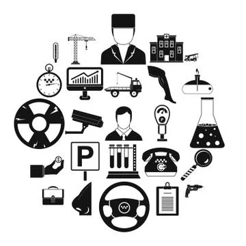 Working quarter icons set, simple style Stock Illustration