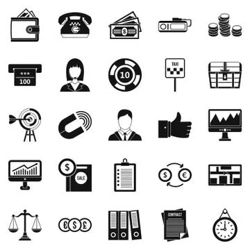 Working quarter icons set, simple style Stock Illustration