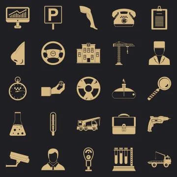 Working quarter icons set, simple style Stock Illustration