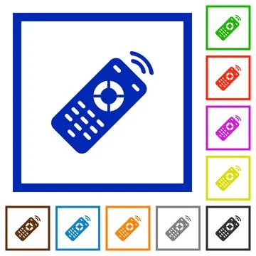 Working remote control flat framed icons Illustrazione stock