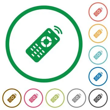 Working remote control flat icons with outlines Stock Illustration
