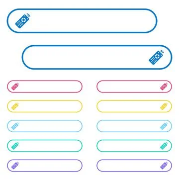 Working remote control icons in rounded color menu buttons Stock Illustration