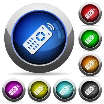 Working remote control round glossy buttons Illustrazione stock