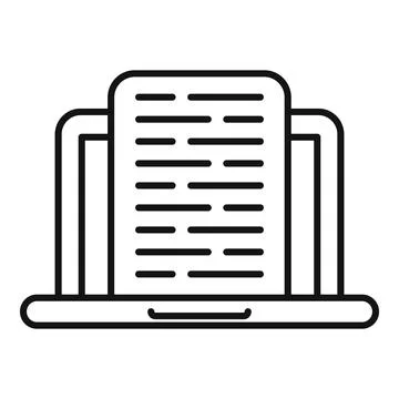 Working remote reading article icon outline vector. Laptop screen Stock Illustration