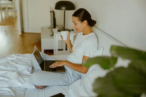 Working Remotely Create a Cozy and Inviting Home Office Setup with Fresh Coffee Stock Photos