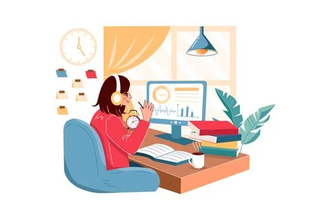 Working Remotely Stock Illustration